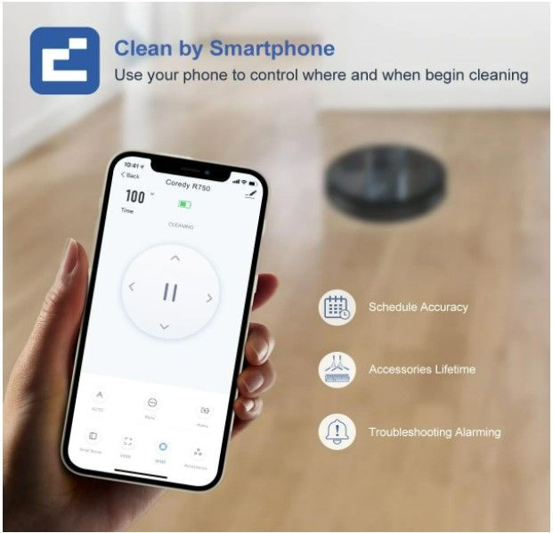 Photo 3 of Coredy R750 Robot Vacuum Cleaner, Compatible with Alexa, Mopping System, Boost Intellect, Virtual Boundary Supported, 2200Pa Suction, Super-Thin, Upgraded Robotic Vacuums, Cleans Hard Floor to Carpet