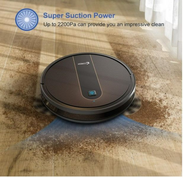 Photo 2 of Coredy R750 Robot Vacuum Cleaner, Compatible with Alexa, Mopping System, Boost Intellect, Virtual Boundary Supported, 2200Pa Suction, Super-Thin, Upgraded Robotic Vacuums, Cleans Hard Floor to Carpet