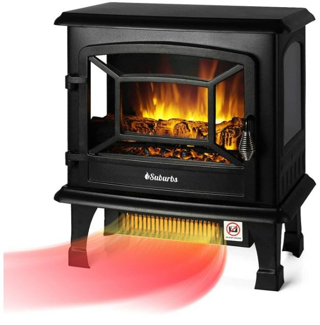 Photo 1 of TURBRO Suburbs 20 Inches Infrared Electric Fireplace Stove, 1400W Freestanding Fireplace Heater with Overheating Safety Protection, Portable Indoor Space Heater, Black