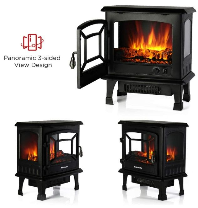 Photo 4 of TURBRO Suburbs 20 Inches Infrared Electric Fireplace Stove, 1400W Freestanding Fireplace Heater with Overheating Safety Protection, Portable Indoor Space Heater, Black