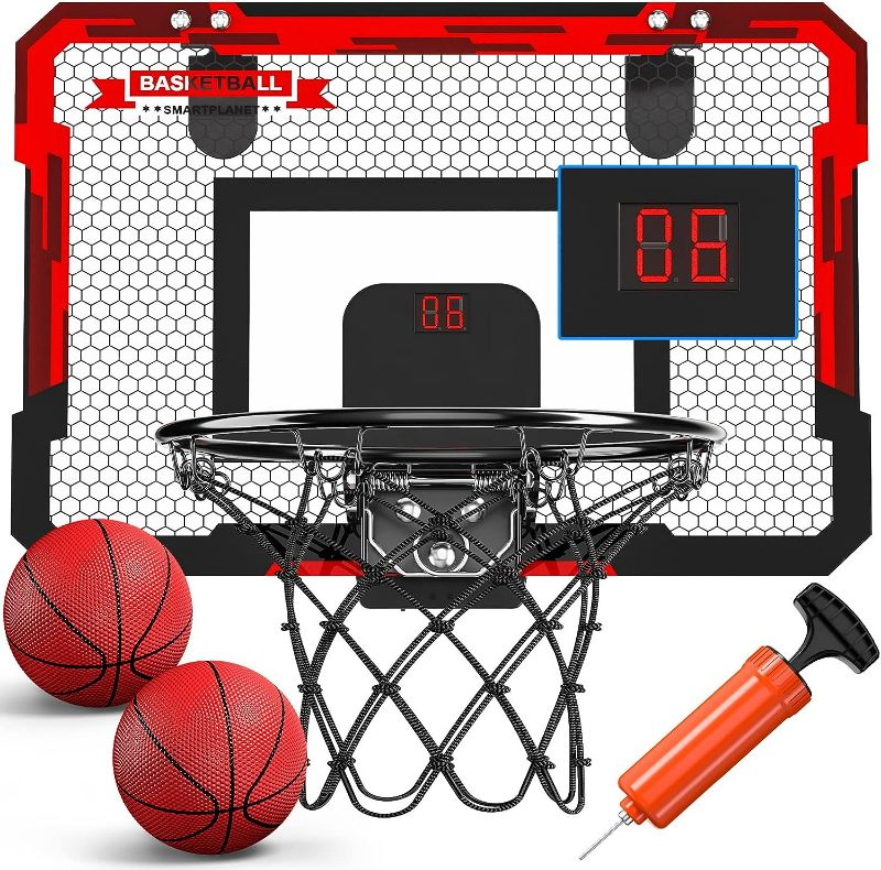 Photo 1 of TEMI Indoor Basketball Hoop for Kids, Indoor Over The Door Mini Hoop with Electronic Scoreboard & 2 Balls, Toys for 3 4 5 6 7 8 9 10 11 12 Year Old Boys
