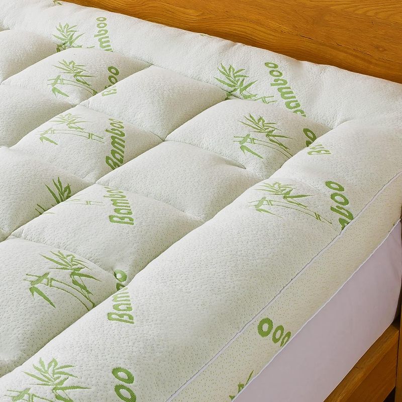 Photo 1 of Bamboo Mattress Topper Full Size, Cooling Extra 3 Inch Thick Breathable Mattress pad, 8-21”Deep Pocket Soft Quilted Fitted Mattress Cover with Down Alternative Fill
