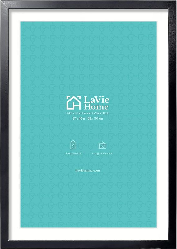 Photo 1 of LaVie Home 27 x 40 Poster Frame Black?1 Pack?, Display Pictures 24x36 with Mat or 27x40 Without Mat, 2 Inch Wood Profile, Stable and Sturdy Picture Frame with Polished Plexiglass, Horizontal and Vertical Format of The Wall
