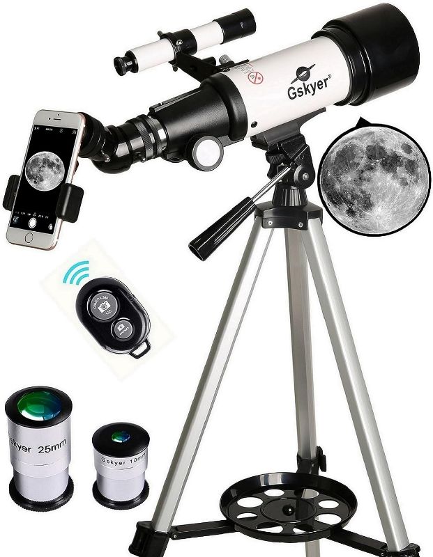 Photo 1 of Gskyer Telescope, 70mm Aperture 400mm AZ Mount Astronomical Refracting Telescope for Kids Beginners - Travel Telescope with Carry Bag, Phone Adapter and Wireless Remote
