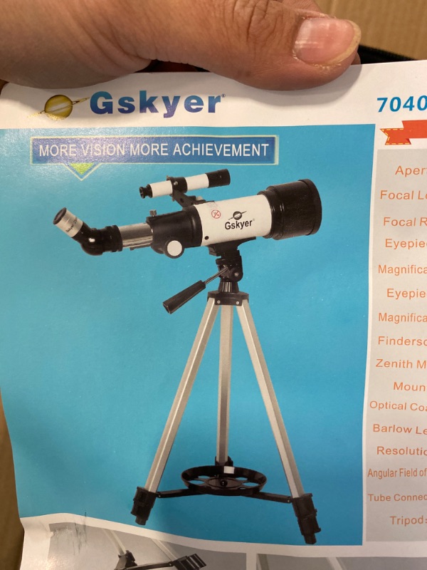 Photo 2 of Gskyer Telescope, 70mm Aperture 400mm AZ Mount Astronomical Refracting Telescope for Kids Beginners - Travel Telescope with Carry Bag, Phone Adapter and Wireless Remote
