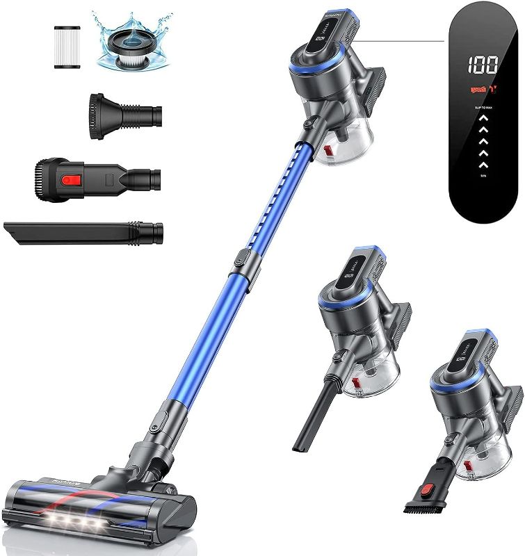 Photo 1 of HONITURE Cordless Vacuum Cleaner 400W 33000PA Stick Vacuum with Touch Screen 55Min Runtime Battery Handheld Vacuum Lightweight Powerful Cordless Stick Vacuum for Hardwood Floors,Carpets,Pet Hair S12
