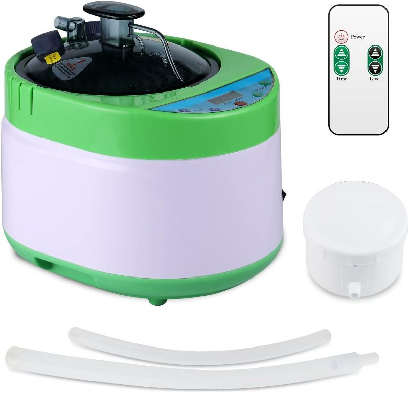 Photo 1 of ZONEMEL 4 Liters Sauna Steamer, Portable Steam Generator with Remote Control, Stainless Steel Pot, Spa Machine with Timer Display for Body Detox (US Plug, Green)
