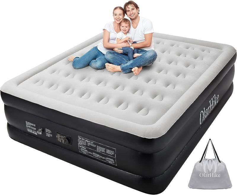 Photo 1 of OlarHike Air Mattress with Built in Pump, King Size 18 Inch Elevated Quick Inflation/Deflation Inflatable Bed, Durable Family Blow Up Bed, Ideal for Camping, Home, Guest, Travel Cushion, Indoor
