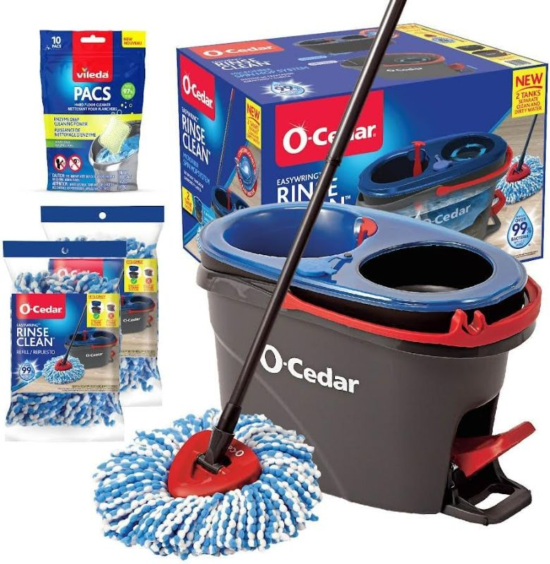 Photo 1 of O-Cedar EasyWring RinseClean Microfiber Spin Mop & Bucket Floor Cleaning System (ONLY BUCKET AND MOP) 