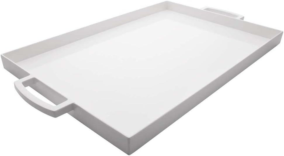 Photo 1 of Zak Designs, White Rectangle Melamine Serving, Easy to Hold with Modular Design, Perfect Kitchen Dinnerware for Indoor/Outdoor Activities, MeeMe Large Tray
