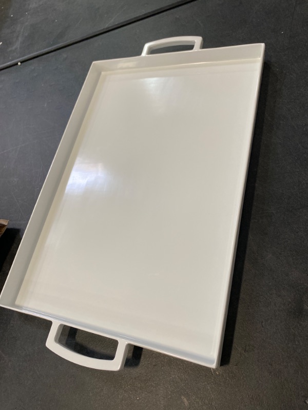 Photo 1 of Zak Designs, White Rectangle Melamine Serving, Easy to Hold with Modular Design, Perfect Kitchen Dinnerware for Indoor/Outdoor Activities, MeeMe Large Tray
