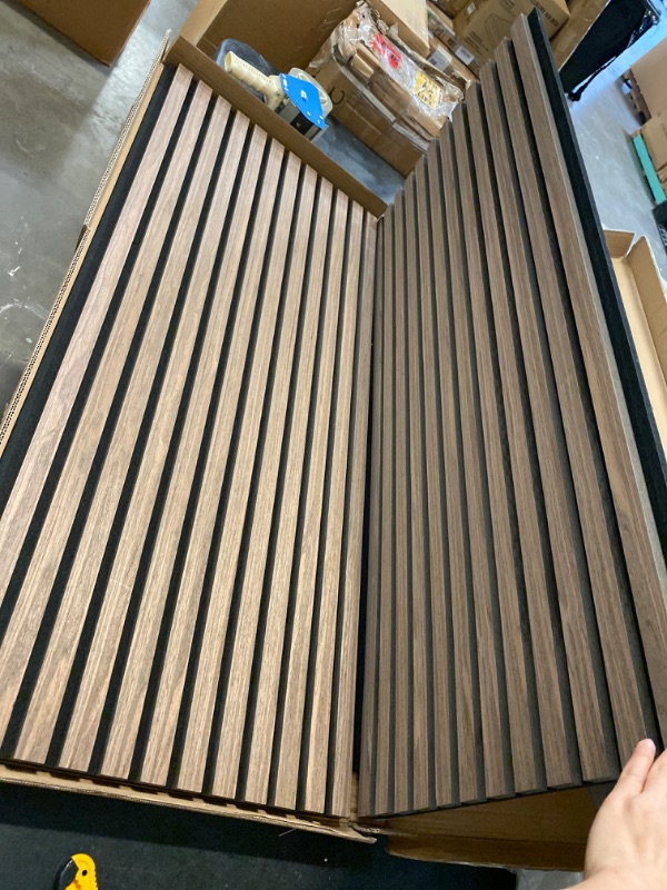 Photo 2 of Acoustic Wood Wall Panels Slat Panel for Wall with Foam 2PCS Smoky 43.3IN Height Smoky 1