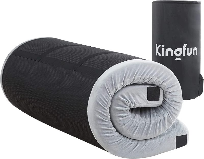 Photo 1 of Kingfun Memory Foam Camping Mattress, 3 Inch Waterproof Floor Foldable Portable Roll up Mattress Bed, Comfortable Car Camping Sleeping Mat Pad, Truck Bed Tent with Removable Cover Travel Bag Twin