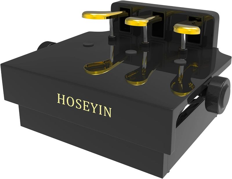 Photo 1 of HOSEYIN Wood Adjustable Lifting Piano Pedal Extender Bench for Kids, Height Adjustable Piano Foot Pedal,Design with 3 Pedal?Bright Black
