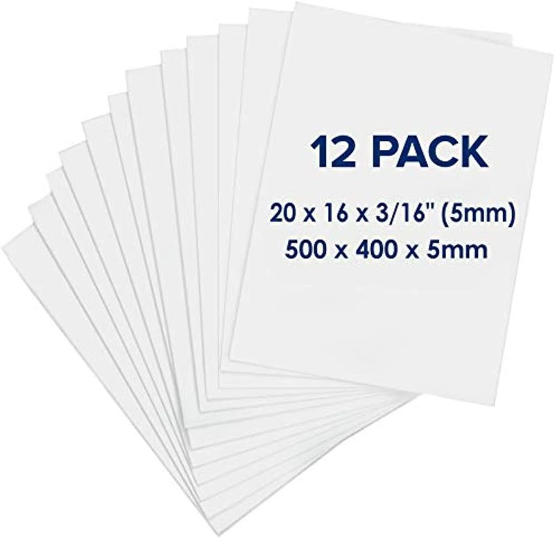 Photo 1 of Foam Board 16 x 20 x 3/16" - Premium 12 Pack - White Poster Board, Acid Free, Double Sided, Rigid, Sign Board Foamboard for Mounting, Crafts, Paintings Prints, Art, Display, Presentation and Projects
