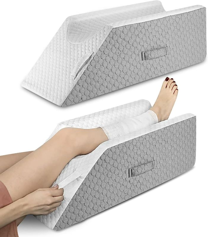 Photo 1 of Forias Single Leg Elevation Pillows for After Surgery Memory Foam Leg Pillow for Sleeping with Dual Handles Non-Slip Leg Knee Support and Elevation Pillow for Ankle Injury Foot Rest Leg Swelling
