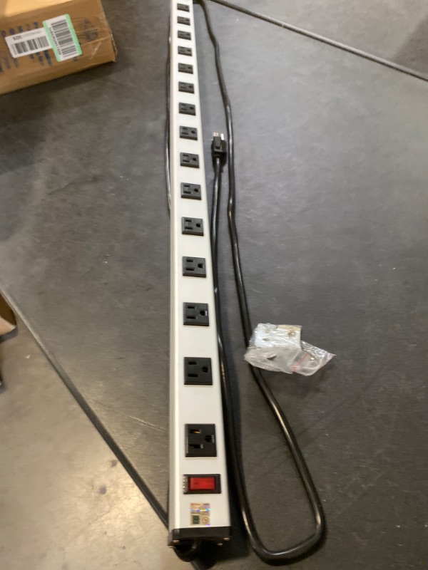 Photo 2 of 16 Outlet Plugs Heavy Duty Metal Power Strip, Aluminum Workshop Socket with 10 FT Long Cord and Power Switch. 15A, 125V, 1875W Silver
