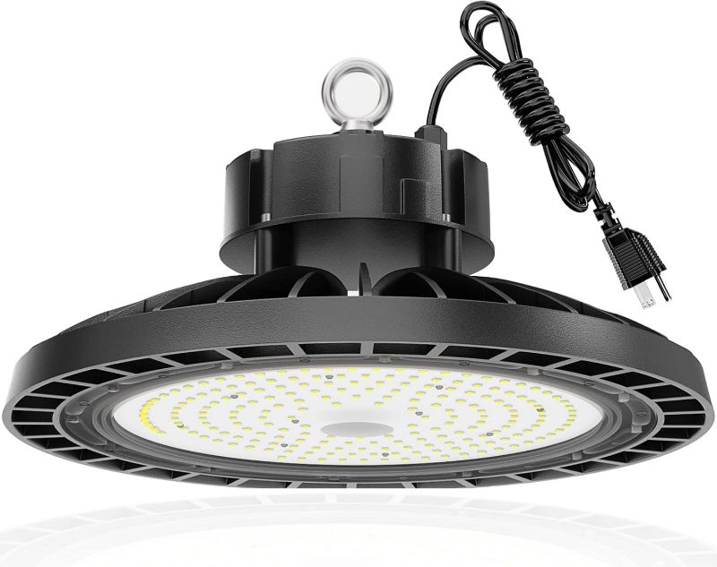 Photo 1 of 4 Set Super Bright UFO LED High Bay Light 150W 32000lm 5000K,  Brighter than normal LED, Alternative to 600W MH/HPS for Shop Garage Barn Warehouse Factory Gym, 100-277V, UL US Plug 5’ Cable, IP65
