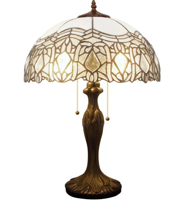 Photo 1 of Tiffany Lamps Werfactory® White Stained Glass Crystal Bedside Desk Reading Light
