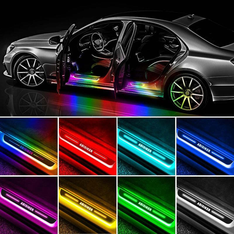 Photo 1 of ABISIKER Led Door Sill Pro, 8 Color Preset Led Door Sill Lights, Wireless Led Lights for Car, Auto-Sensing, IP67 Waterproof, Long Standby, Magnetically Installed, 2Pcs Car Led Lights for Gift

