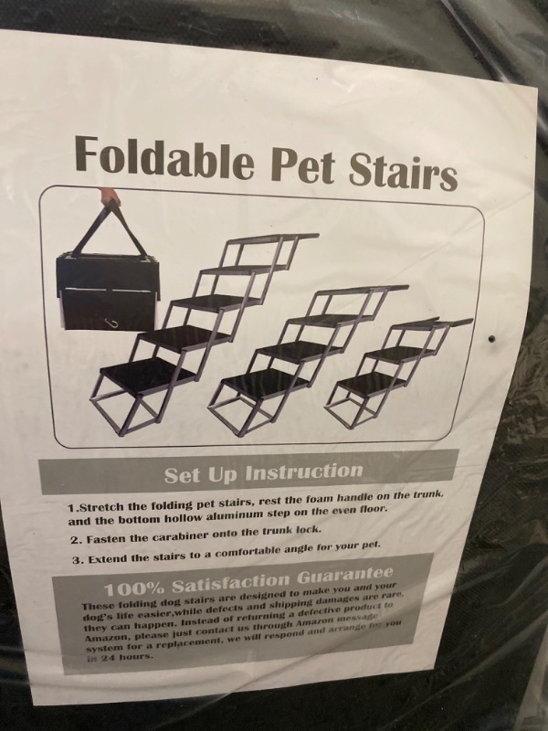Photo 1 of Portable Dog Stairs for Large Dogs, Foldable Aluminum Lightweight Pet Ramps,Accordion Pet Ladder Dog Car Steps with Non-Slip Surface for High Beds, Trucks, Cars and SUV, Supports up to 200 lbs
