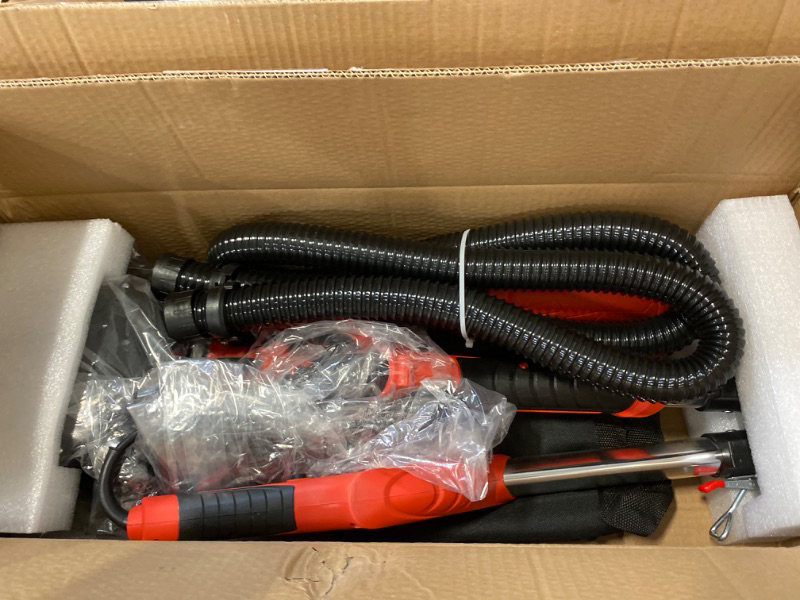 Photo 2 of YATTICH Drywall Sander, 750W Electric Sander with 12 Pcs Sanding discs, 7 Variable Speed 800-1750 RPM Wall Sander with Extendable Handle, LED Light, Long Dust Hose, Storage Bag and Work Glove, YT-916 Red