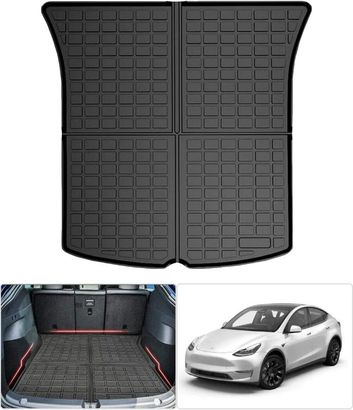 Photo 1 of All Weather Rear Cargo Liners Trunk Tray Mats Protector Custom Compatible with 2020-2023 Tesla Model Y, 3D Waterproof Durable Odorless Flexible Black TPO Accessories
