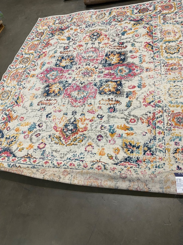 Photo 2 of SAFAVIEH Madison Collection Area Rug - 8' x 10', Fuchsia & Ivory, Snowflake Medallion Distressed Design, Non-Shedding & Easy Care, Ideal for High Traffic Areas in Living Room, Bedroom (MAD603R) 8' x 10' Fuchsia/Ivory