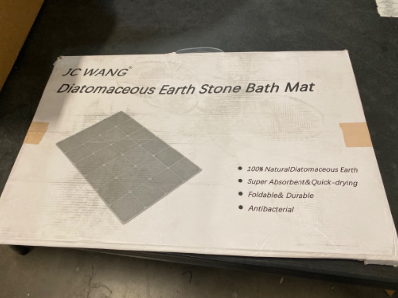 Photo 3 of JC WANG Diatomaceous Earth Stone Bath Mat, Quick Drying Anti Slip Diatomite Bathtub Rug for Bathroom 24.1" x 15.8" (Gray)
