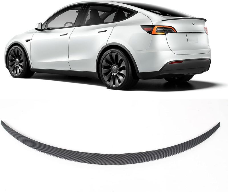 Photo 1 of DOLKSN 2022 New Tesla Model Y Spoiler for Tesla Model Y Tail Wing Rear Trunk Lid Spoiler Wing Fits Model Y 2019 2020 2021 2022 Factory Outlet Accessories.(Glossy Carbon Fiber)
