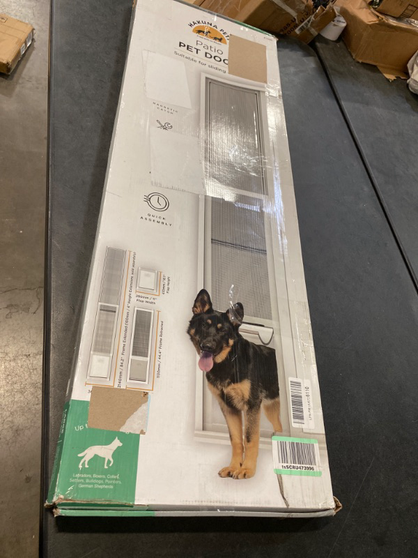 Photo 3 of Hakuna Pets Patio Pet Door Screen Insert Panel for Sliding Doors, Durable UV Resistant Mesh, Locking Magnetic Closing Dog Door Flap, Permanent Install or Easy Removal for Rentals, Large, White White Large