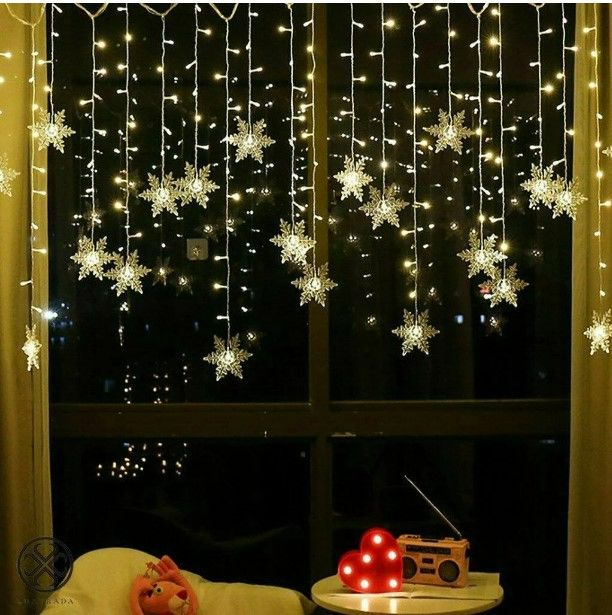 Photo 1 of Luxtrada  LED Snowflake Fairy String Curtain Window Light LED Starry Christmas String Lights for Christmas Wedding Party Decor

