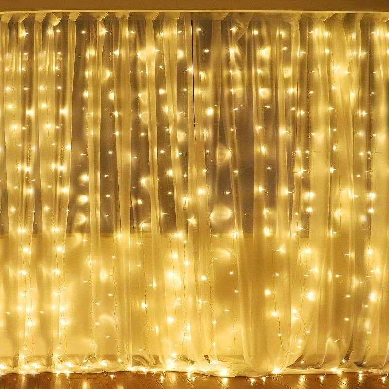 Photo 1 of Fairy Curtain Lights, LED  safety Window Lights with Memory for Home Wedding Christmas Party Family Patio Lawn Garden Bedroom Outdoor Indoor Wall Decorations