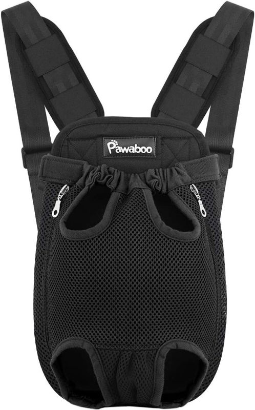 Photo 1 of Pawaboo Pet Carrier Backpack, Adjustable Pet Front Cat Dog Carrier Backpack Travel Bag, Legs Out, Easy-Fit for Traveling Hiking Camping for Small Medium Dogs Cats Puppies, Large, Black
