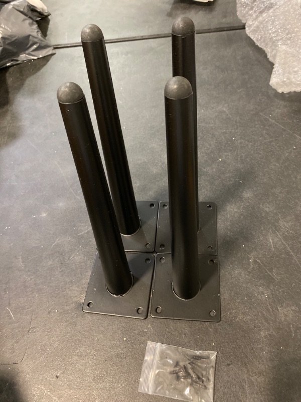 Photo 1 of Furniture Legs 4 Inches Metal - Black Mid Century Modern Oblique Round Tapered Feet Replacement Sofa Couch Cabinet Dresser Cupboard, Set of 4
