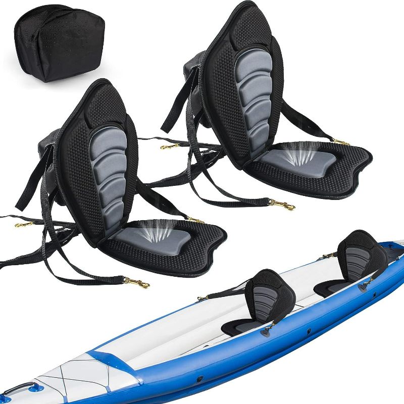 Photo 1 of 2 Pack of Kayak Seat,Kayak Seats With Back Support For Sit On Top,Kayak Seats With Detachable Storage Bag and 4 Adjustable Straps,Canoe Seat Great for Kayaking Canoe SUP Paddle Board - Black
