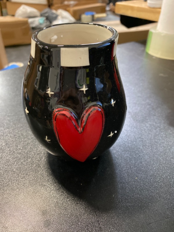 Photo 2 of Red Heart and Black Mini Vase