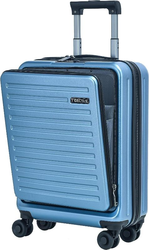 Photo 1 of TydeCkare 20 Inch Carry On Luggage with Front Pocket,  for Airplane Overhead Bin, Lightweight Hardshell TSA Lock, YKK Zipper?Ice Blue
