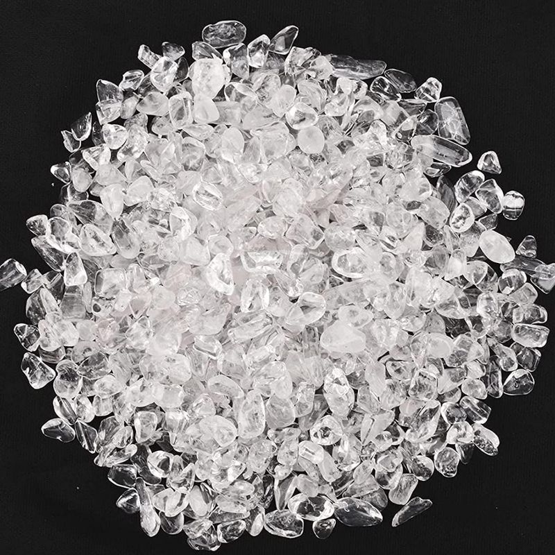 Photo 1 of Clear Crystal Chips Tumbled Stone Natural Irregular Shaped Crushed Quartz Stone for Vase Filler Aquarium Healing Stones Home and Office Desktop Decorative Gravel
