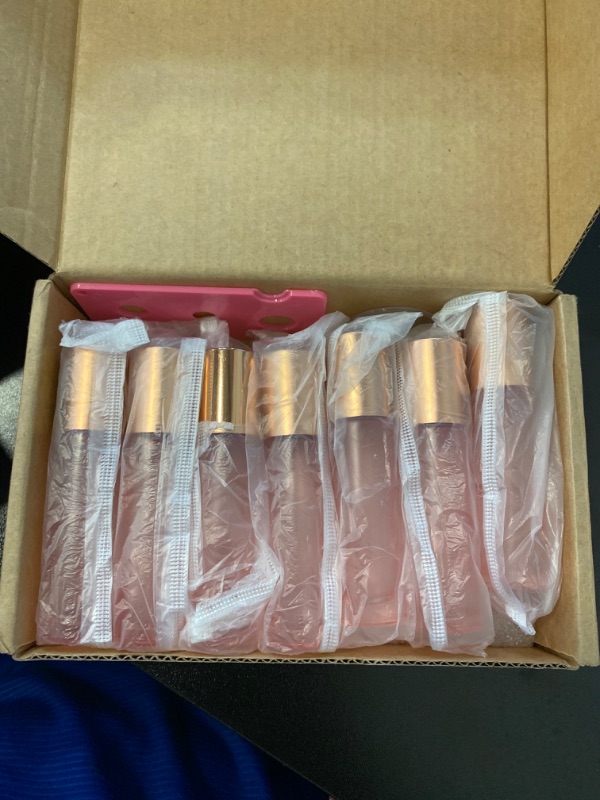 Photo 2 of Kesell Bright Rose Gold Essential Oil Roller Bottles Set with Stainless Steel Balls, 14 Pack 10ml Leakproof Glass Bottle with 14 Rollerballs for Perfume Aromatherapy Oils 1 Funnels + 1 Opener
