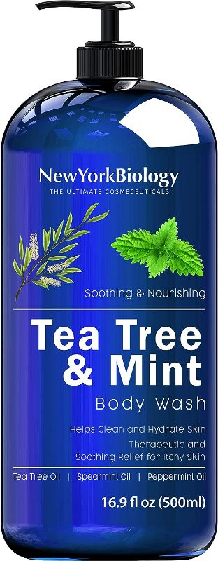 Photo 1 of New York Biology Tea Tree Mint Body Wash for Men and Women – Moisturizing Body Wash Helps Fight Athletes Foot, Itchy Skin, Jock Itch, Toenail Fungus, Ringworm, Body Odor, Acne and Eczema – 16 Fl Oz
