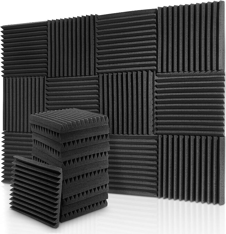 Photo 1 of Donner 12-Pack Acoustic Panels Sound Proof Foam Panels for Walls, 12" x 12" Wedge Sound Absorbing Panels, Acoustic Foam Noise Canceling Panels for Studio Recording, Home Office
