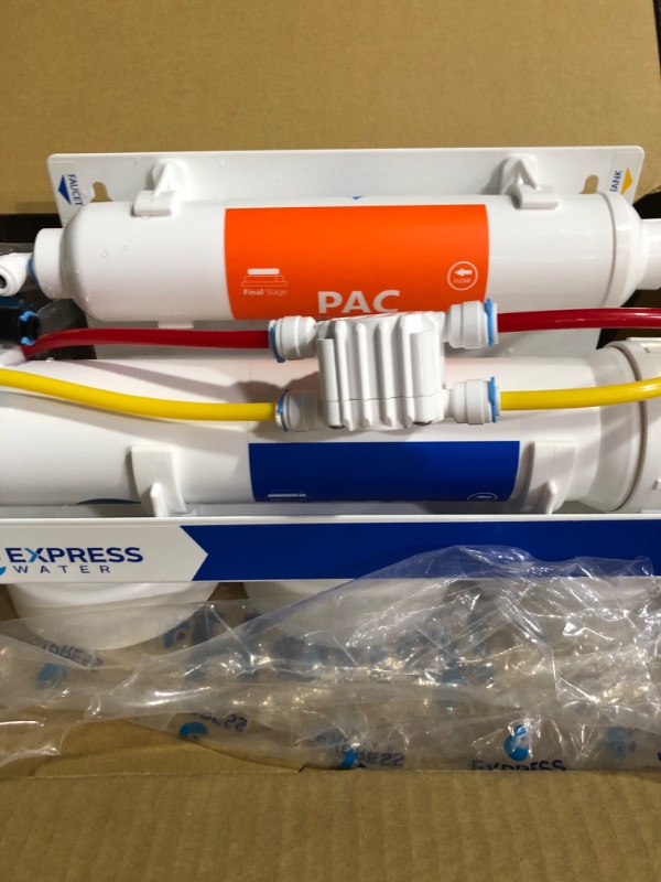 Photo 2 of * item used * item incomplete *
Express Water RO5DX Reverse Osmosis Filtration NSF Certified 5 Stage RO System with Faucet and Tank 