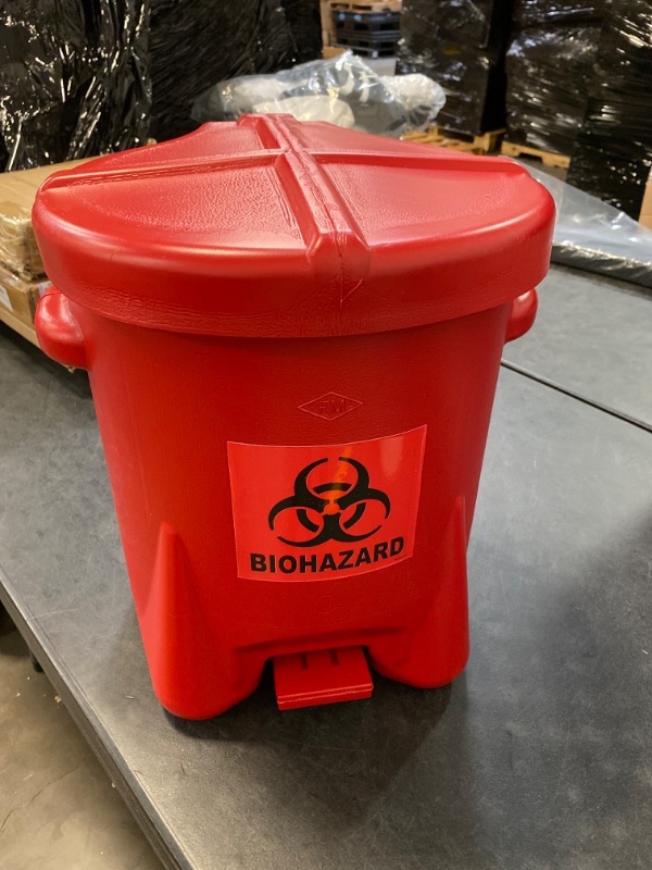 Photo 2 of 14 Gallon Safety Biohazardous Waste Can, Red
