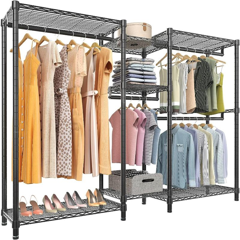 Photo 1 of VIPEK V6 Wire Garment Rack Heavy Duty Clothes Rack Metal Clothing Rack with Shelves, Freestanding Portable Wardrobe Closet Rack for Hanging Clothes  Black
