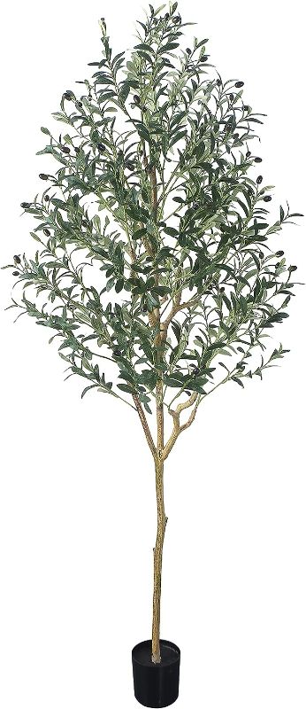 Photo 1 of Phimos Artificial Olive Tree Tall Fake Potted Olive Silk Tree with Planter Large Faux Olive Branches and Fruits Artificial Tree for Modern Home Office Living Room Floor Decor Indoor (6.23FT)
