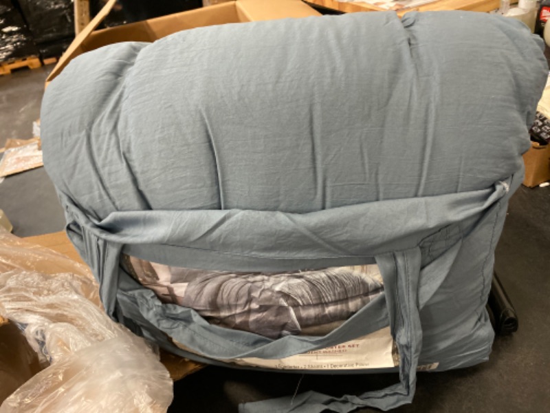 Photo 2 of Modern Threads - Comforter Set - Down Alternative Brushed Microfiber - Elegant All Season Bedspread Set - Includes Comforter, Shams, & Decorative Pillow - Luxurious Bedding - Denim Queen