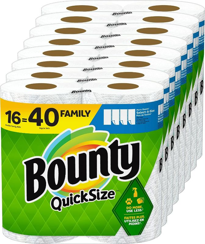 Photo 1 of Bounty Quick-Size Paper Towels, White, 16 Family Rolls