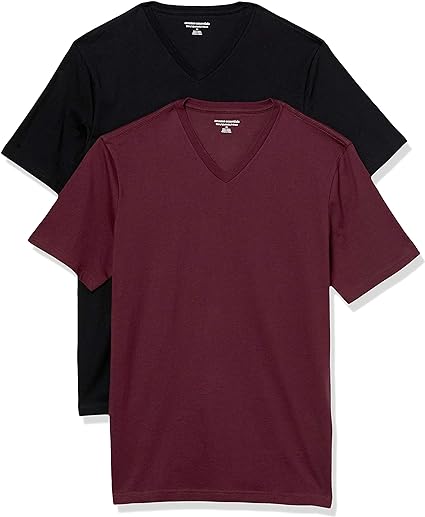 Photo 1 of Amazon Essentials Men's Slim-Fit Short-Sleeve V-Neck T-Shirt, Pack of 2 (L) NEW 