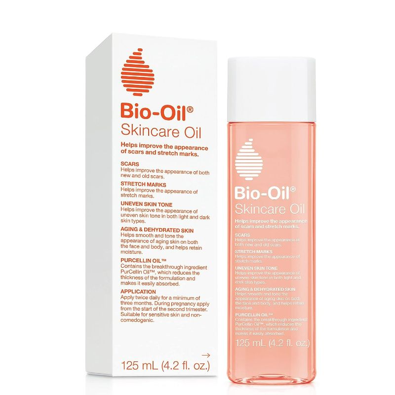Photo 1 of Bio-Oil Skincare Body Oil, Serum for Scars and Stretchmarks, Face and Body Moisturizer Dry Skin, Non-Greasy, Dermatologist Recommended, Non-Comedogenic, For All Skin Types, with Vitamin A, E, 4.2 oz